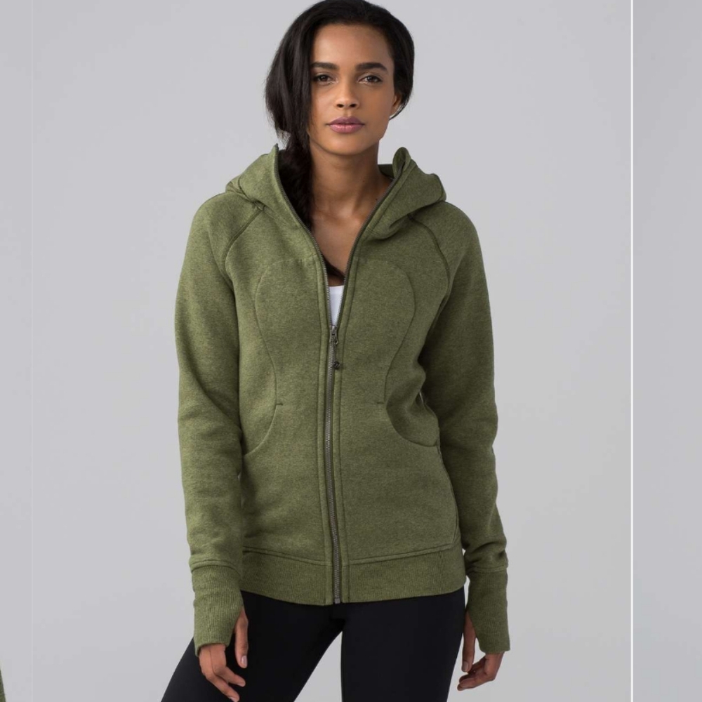 Lululemon Athletica Scuba Classic Cotton Fleece  Hoodie Size 6 Heathered Green